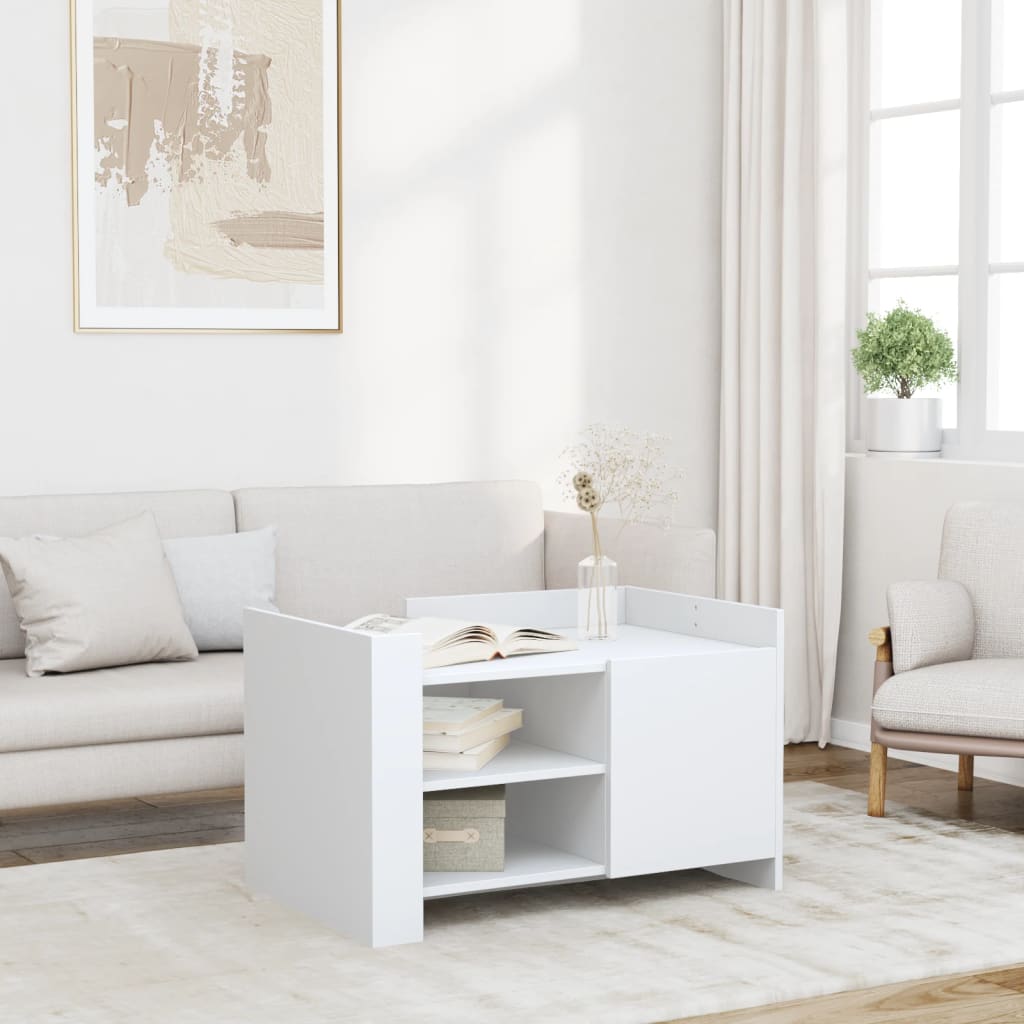 Coffee Table White 80x50x50 cm Engineered Wood - vid-848353 - Discount Dealers