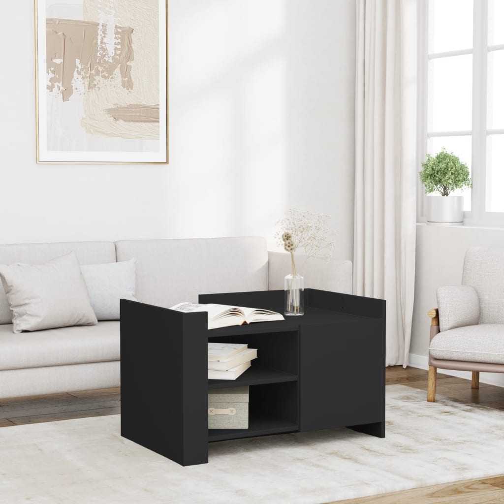 Coffee Table Black 80x50x50 cm Engineered Wood - vid-848354 - Discount Dealers