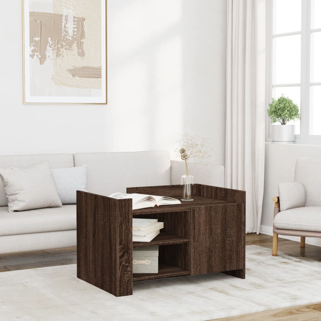 Coffee Table Brown oak 80x50x50 cm Engineered Wood - vid-848359 - Discount Dealers