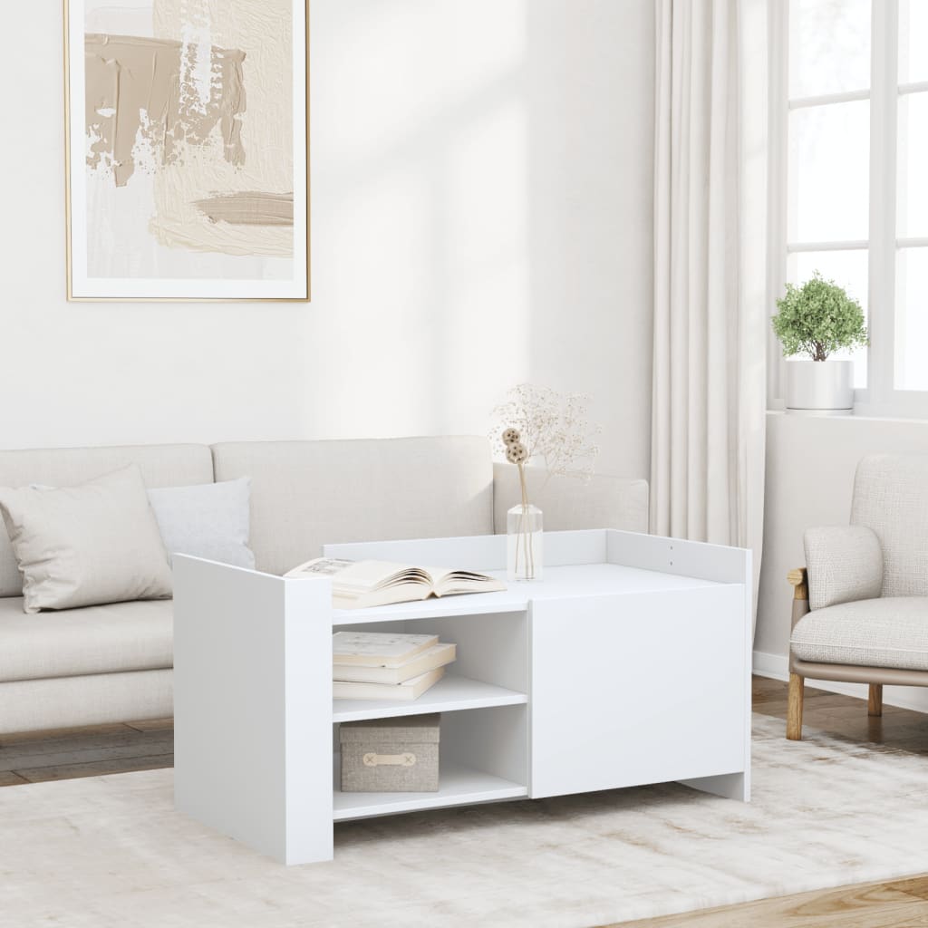 Coffee Table White 100x50x50 cm Engineered Wood - Sid & Sam