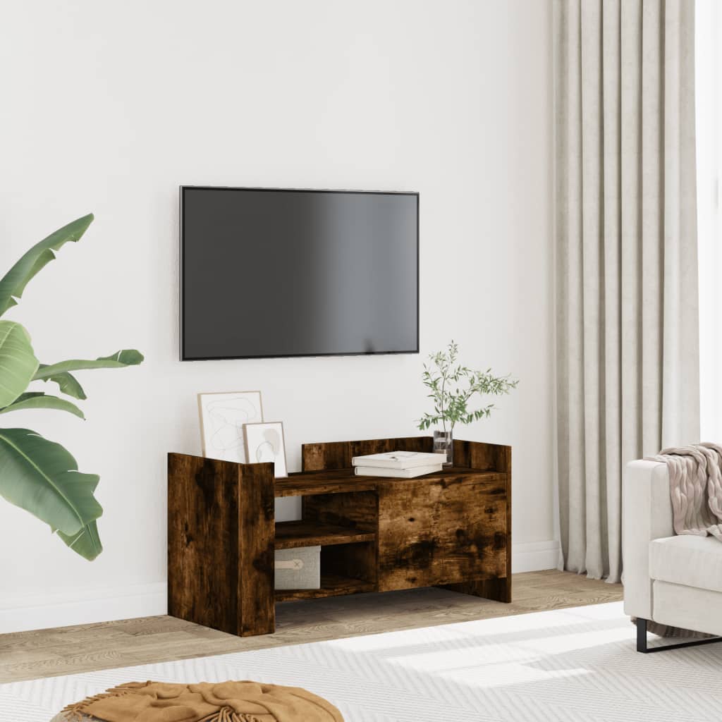 TV Cabinet Smoked Oak 80x35x40 cm Engineered Wood - Design Hut
