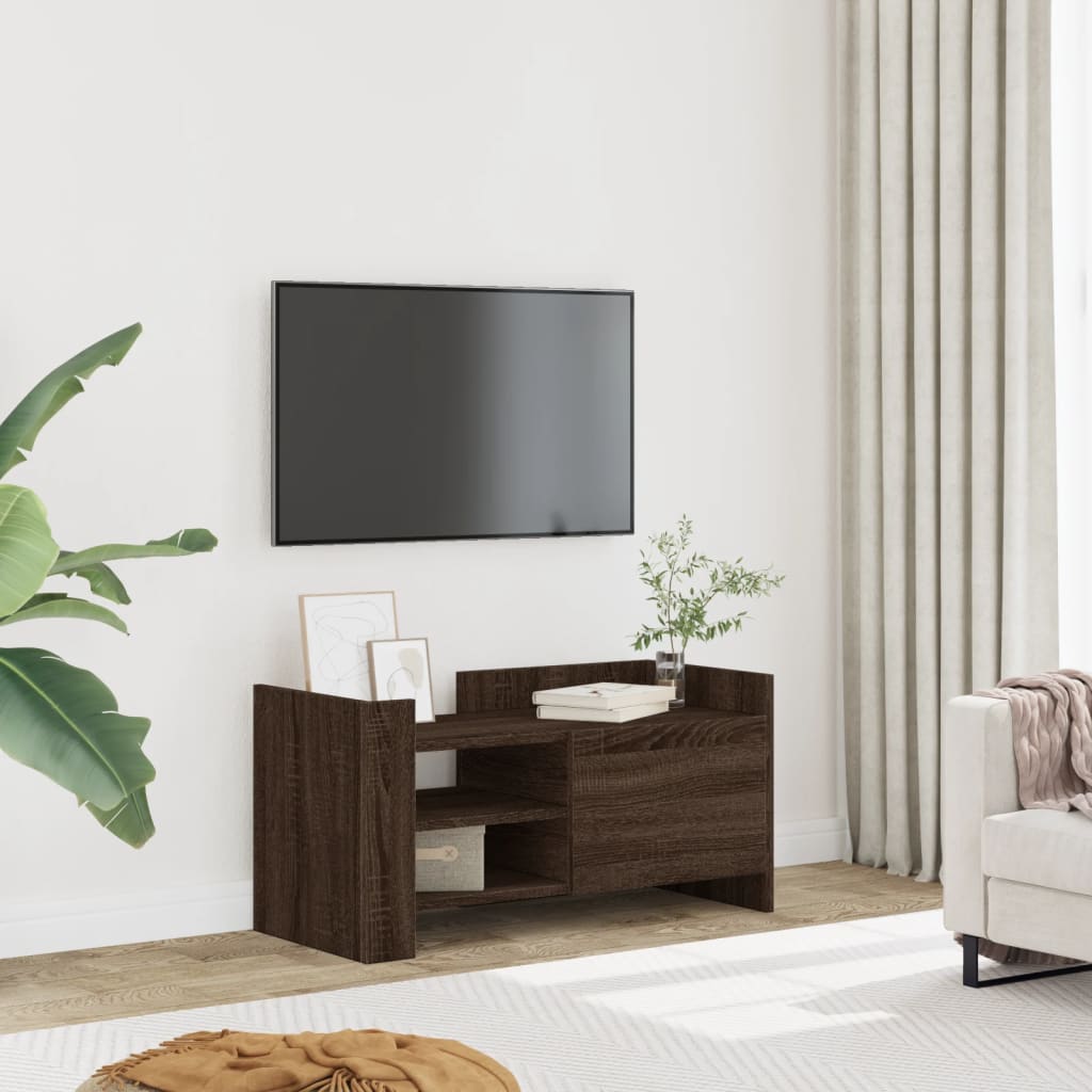 TV Cabinet Brown Oak 80x35x40 cm Engineered Wood - Design Hut