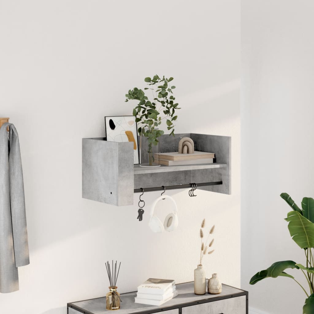 Wall Shelf Concrete Grey 70.5x35x30.5 cm Engineered Wood - Design Hut