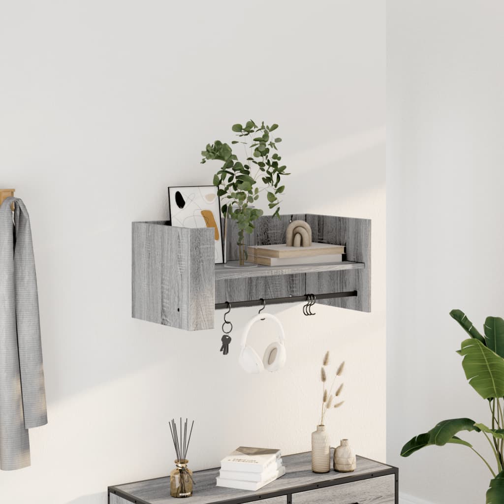 Wall Shelf Grey Sonoma 70.5x35x30.5 cm Engineered Wood - Design Hut