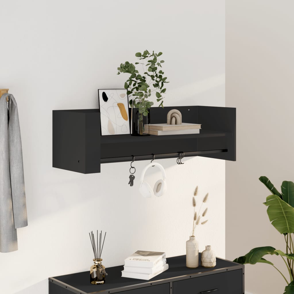 Wall Shelf Black 100x35x30.5 cm Engineered Wood - Design Hut
