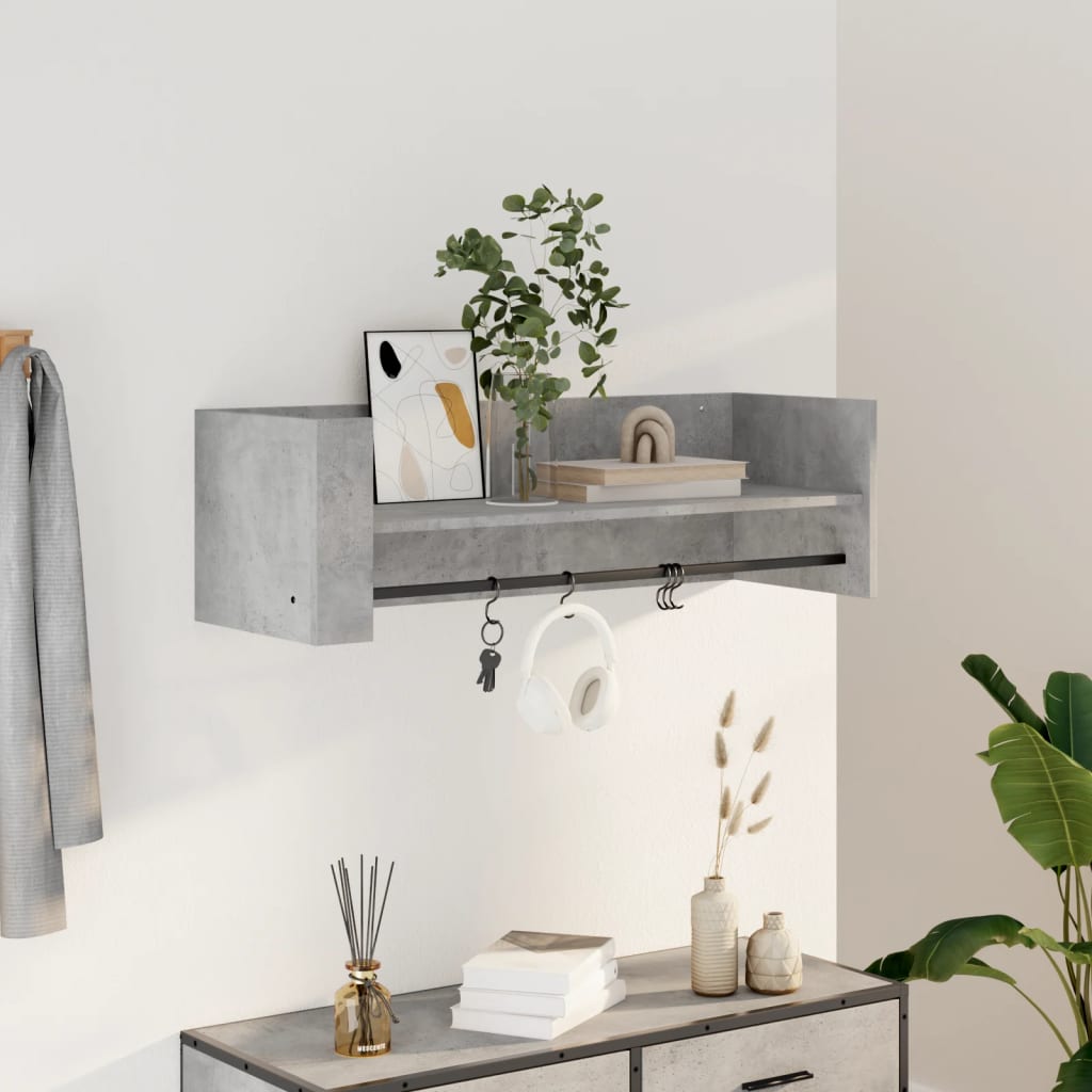 Wall Shelf Concrete Grey 100x35x30.5 cm Engineered Wood - Design Hut