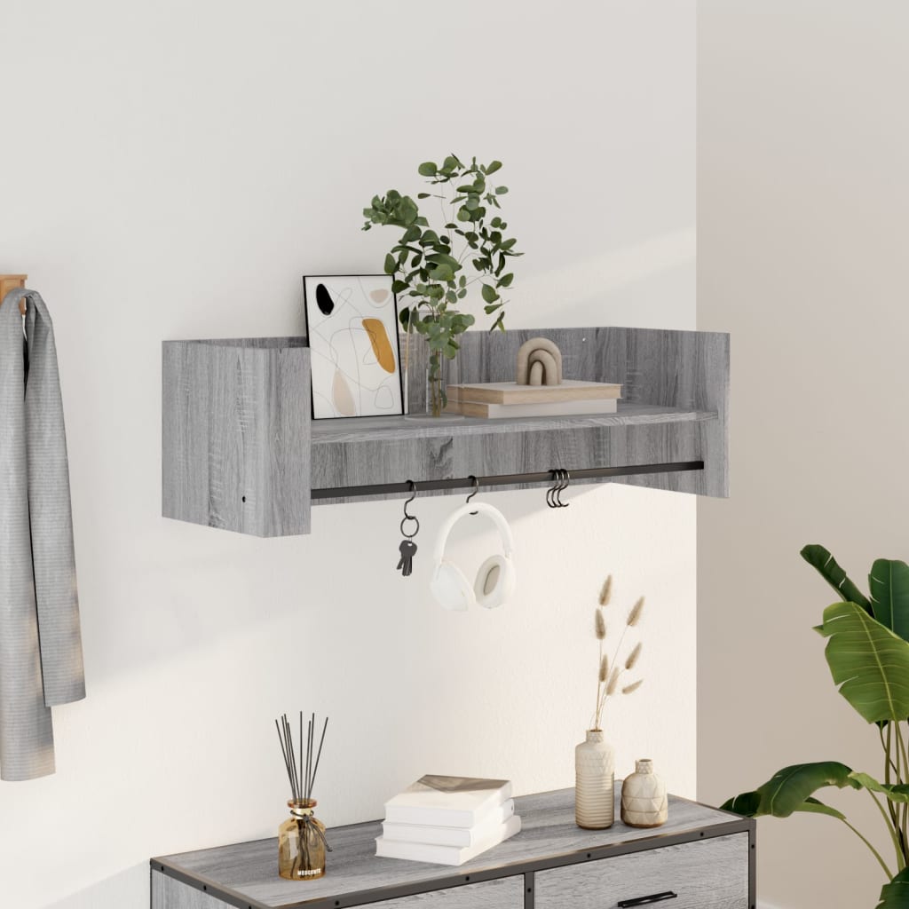 Wall Shelf Grey Sonoma 100x35x30.5 cm Engineered Wood - Design Hut