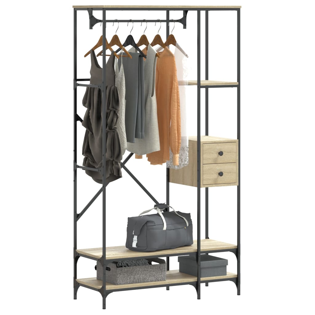 Clothes Rack with Shelves Sonoma Oak Engineered Wood - Charlotte Dunes