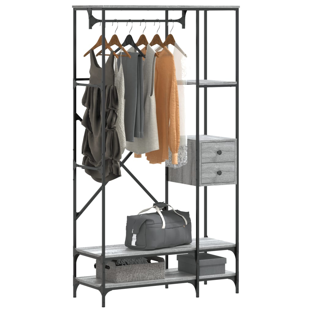 Clothes Rack with Shelves Grey Sonoma Engineered Wood - Charlotte Dunes