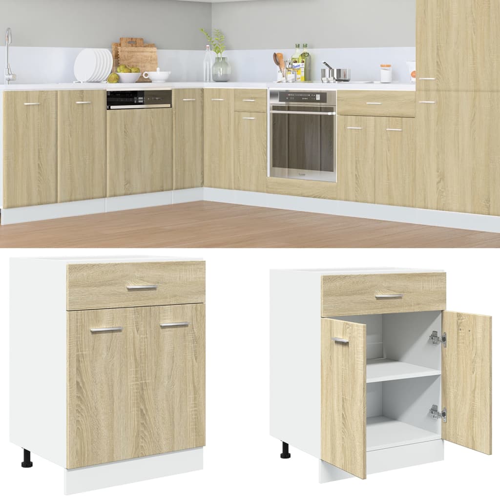 Drawer Bottom Cabinet Sonoma Oak 60x46x81.5 cm Engineered Wood - Brittle & Co