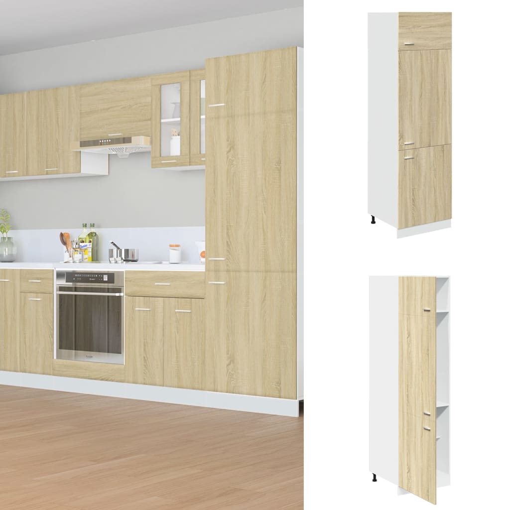 Refrigerator Cabinet Sonoma Oak 60x57x207 cm Engineered Wood - Charlotte Dunes