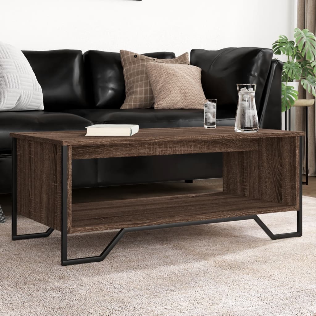 Coffee Table Brown Oak 100x51x40 cm Engineered Wood - vid-848483 - Design Hut