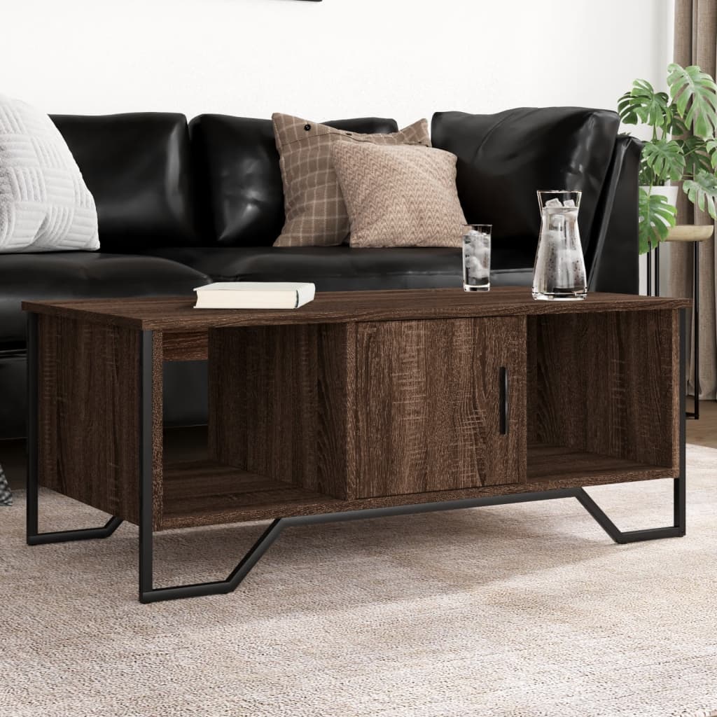 Coffee Table Brown Oak 100x51x40 cm Engineered Wood - vid-848493 - Design Hut