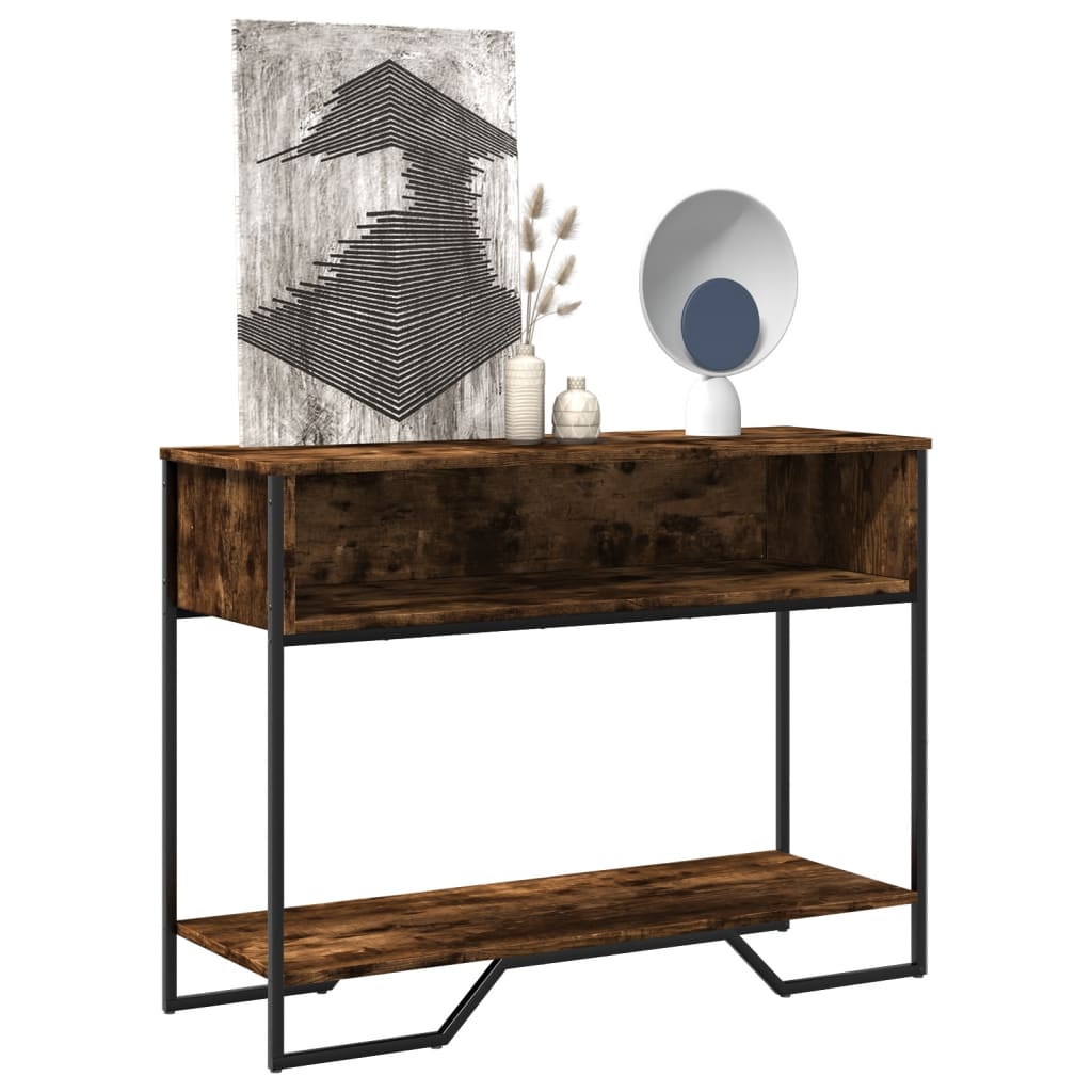Console Table Smoked Oak 100x35x74.5 cm Engineered Wood - Decor Base