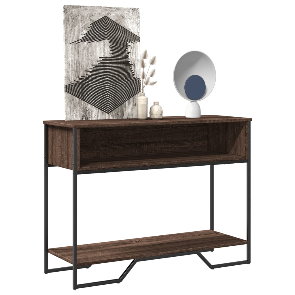 Console Table Brown Oak 100x35x74.5 cm Engineered Wood - vid-848533 - Decor Base