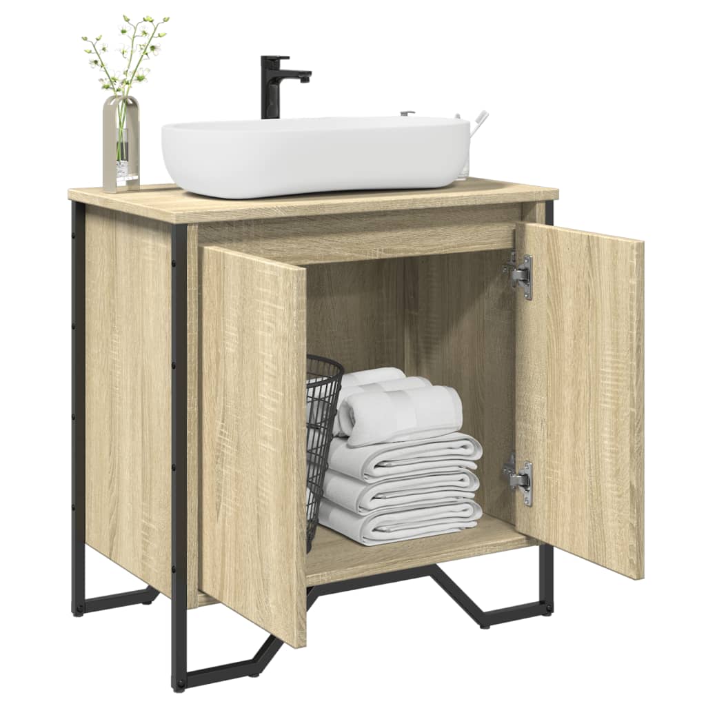 Bathroom Sink Cabinet Sonoma Oak 60x35x60 cm Engineered Wood - Discount Dealers