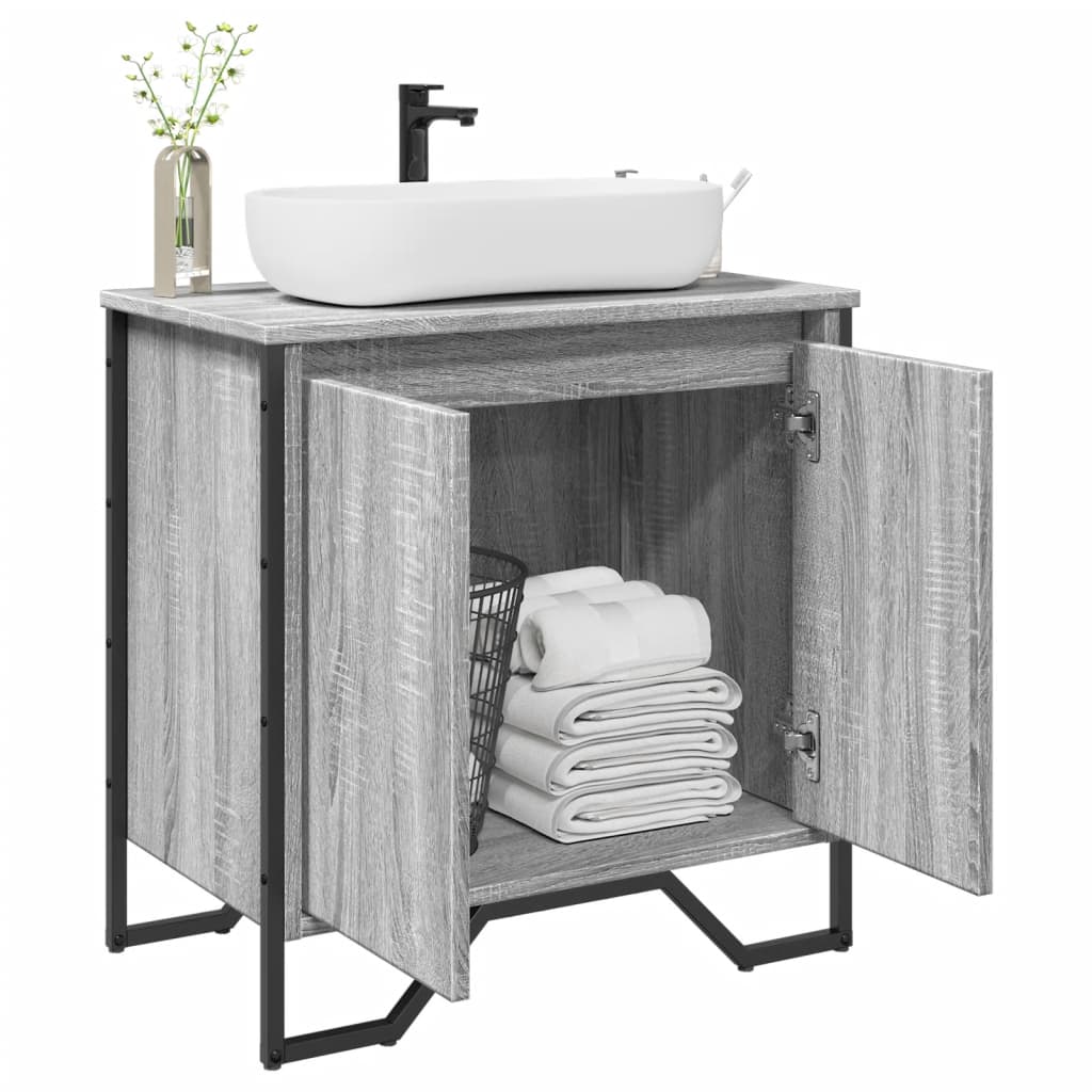 Bathroom Sink Cabinet Grey Sonoma 60x35x60 cm Engineered Wood - Discount Dealers