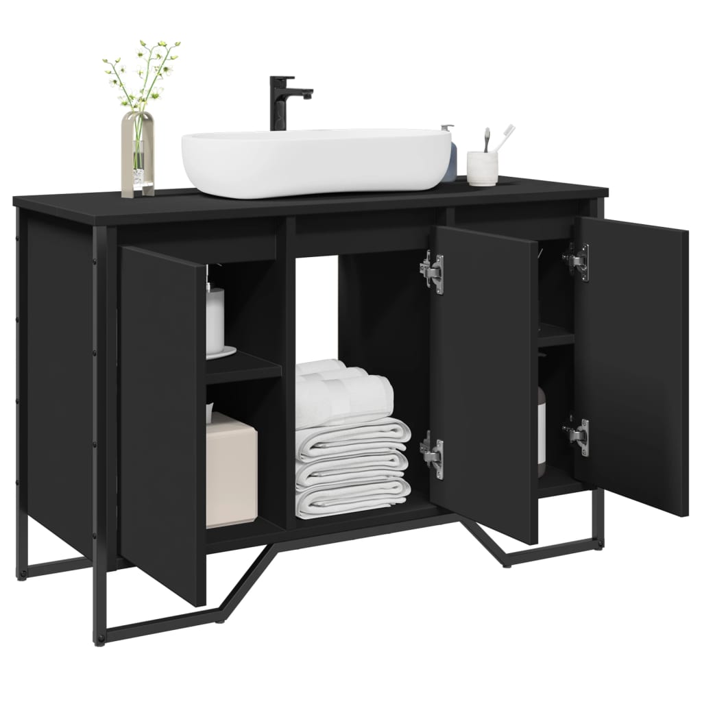 Bathroom Sink Cabinet Black 91x35x60 cm Engineered Wood - Merlin Deals