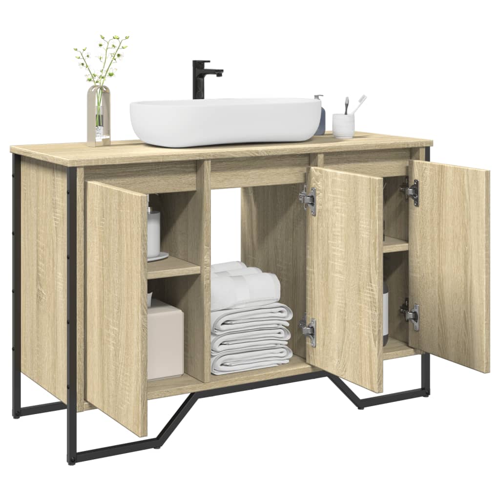 Bathroom Sink Cabinet Sonoma Oak 91x35x60 cm Engineered Wood - vid-848660 - Discount Dealers