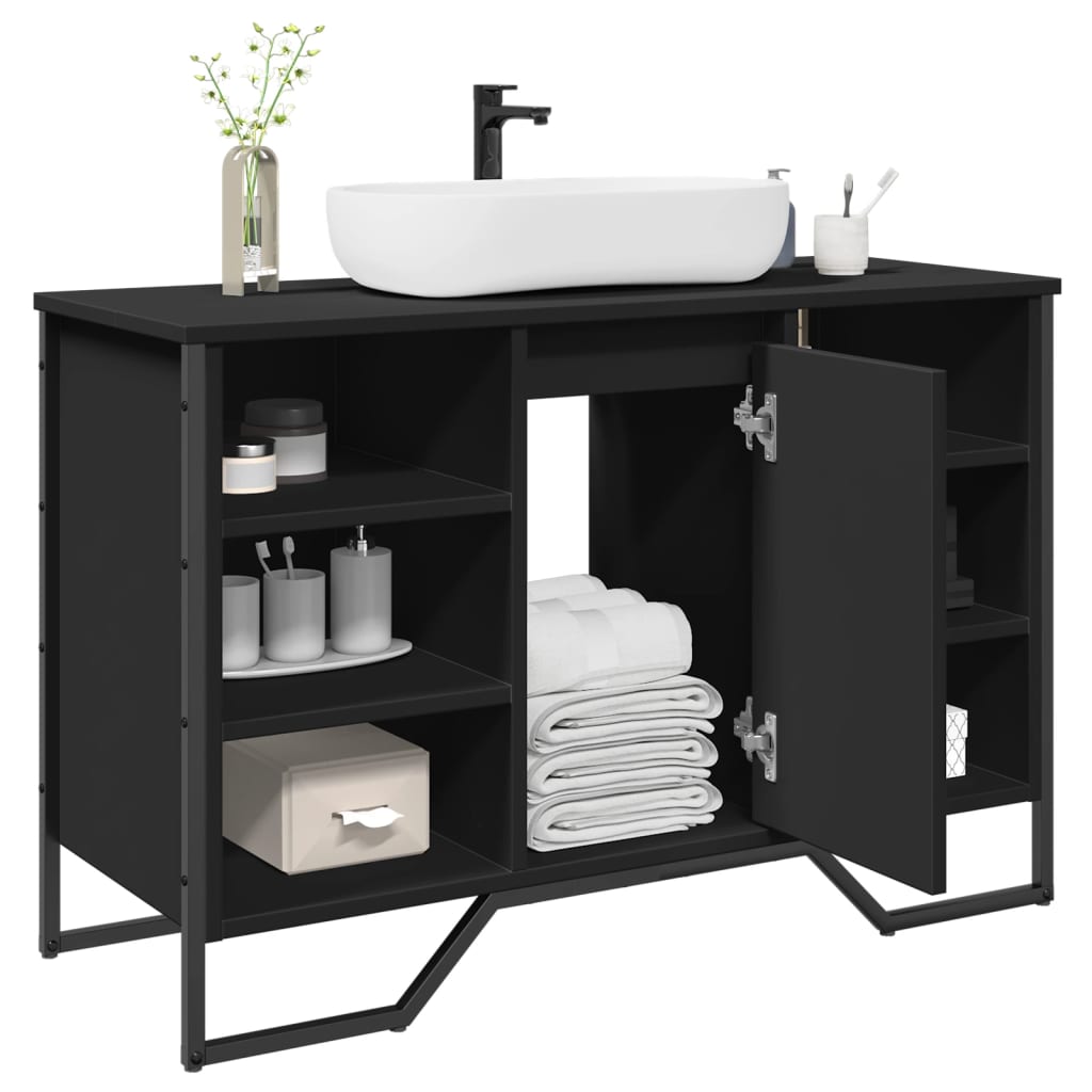 Bathroom Sink Cabinet Black 91x35x60 cm Engineered Wood - Merlin Deals