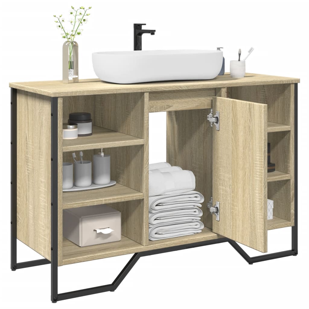 Bathroom Sink Cabinet Sonoma Oak 91x35x60 cm Engineered Wood - vid-848665 - Discount Dealers