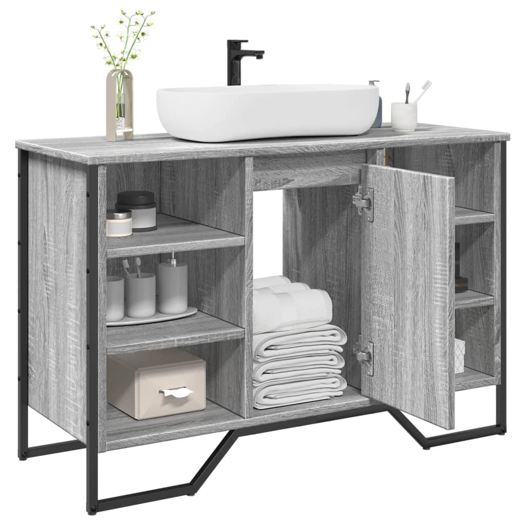 Bathroom Sink Cabinet Grey Sonoma 91x35x60 cm Engineered Wood - vid-848667 - Discount Dealers