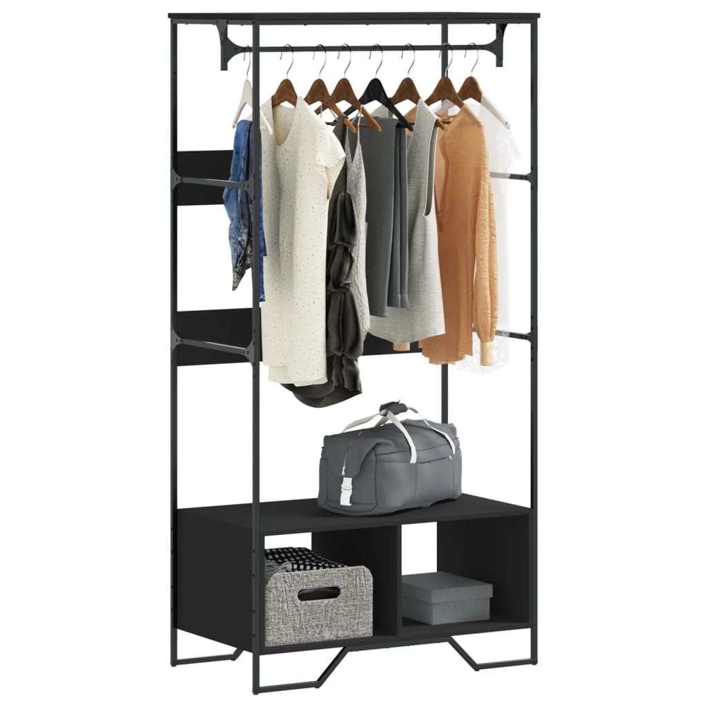 Wardrobe Black 90x50x180 cm Engineered Wood - Charlotte Dunes