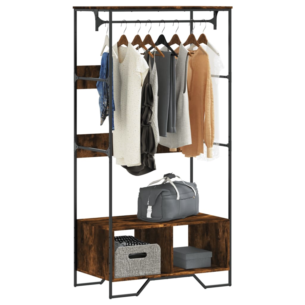 Wardrobe Smoked Oak 90x50x180 cm Engineered Wood - Charlotte Dunes