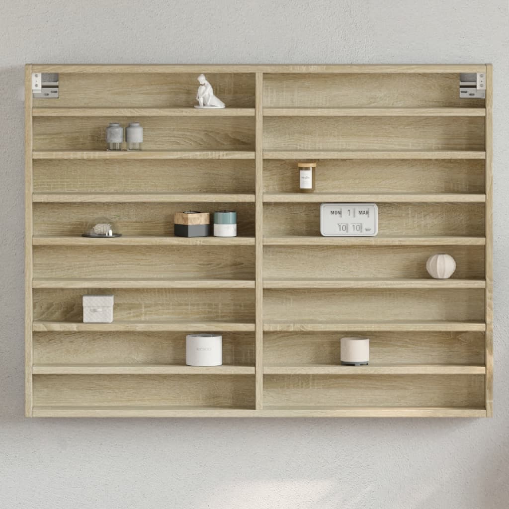 Vitrine Cabinet Sonoma Oak 100x8.5x75 cm Engineered Wood - Decor Base