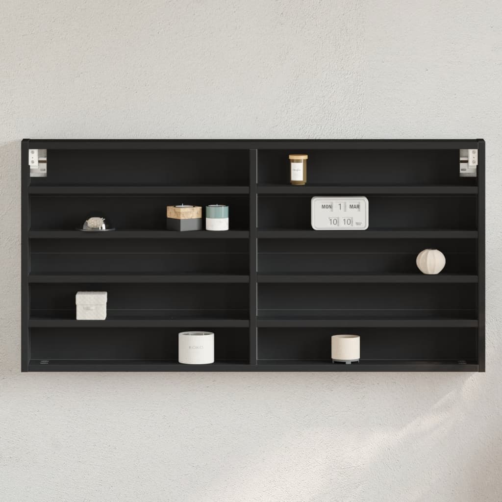 Vitrine Cabinet Black 100x8.5x50 cm Engineered Wood - Discount Dealers