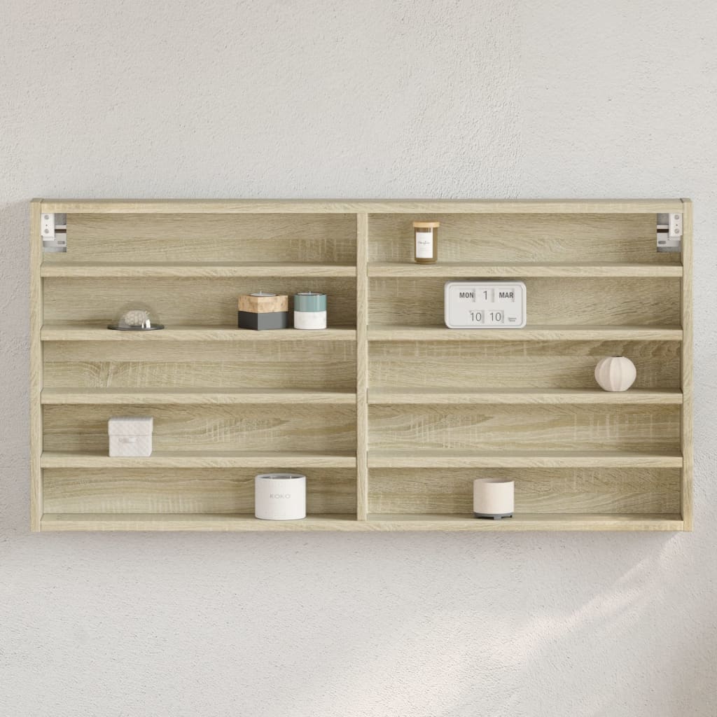 Vitrine Cabinet Sonoma Oak 100x8.5x50 cm Engineered Wood - Discount Dealers
