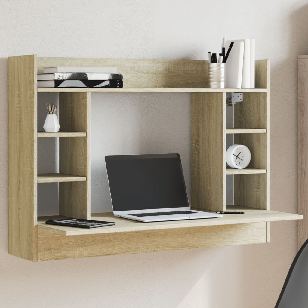 Wall-Mounted Desk Sonoma Oak 105x48x75 cm Engineered Wood - Decor Base