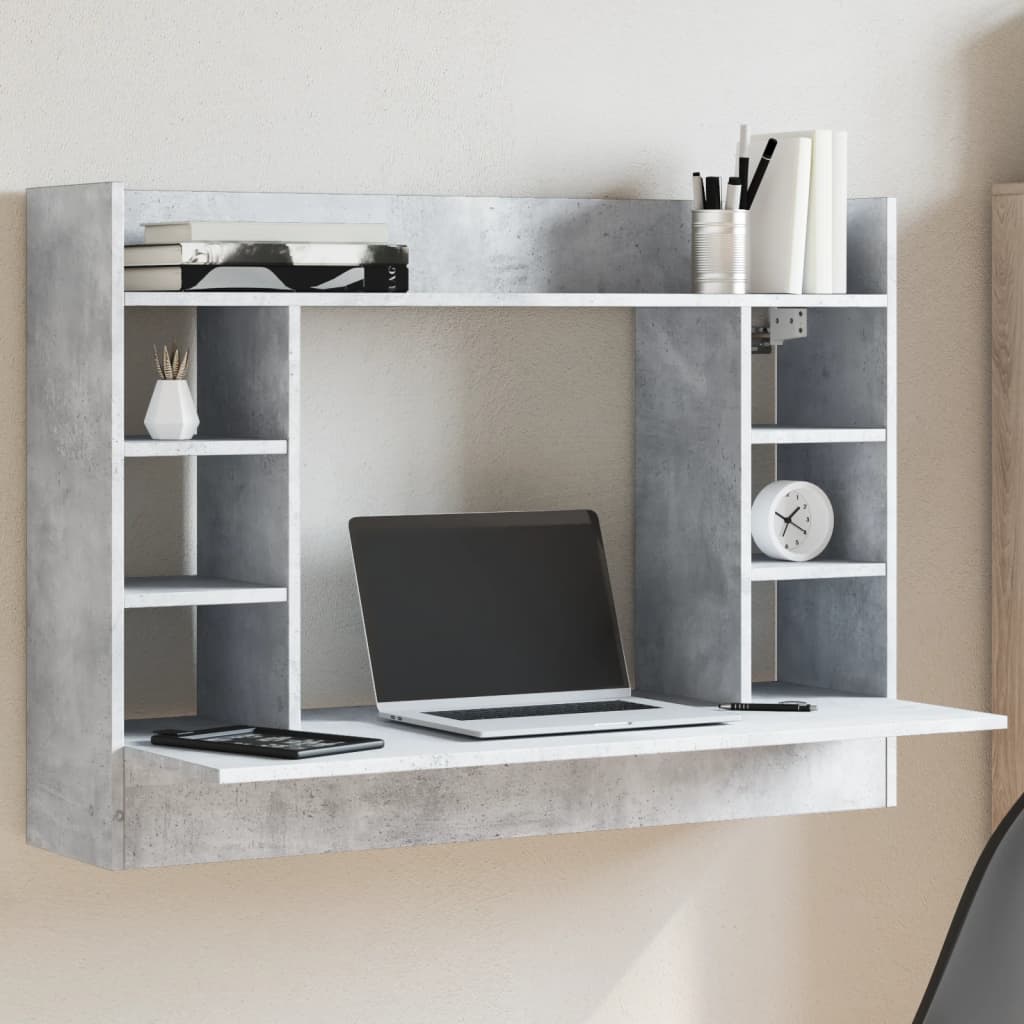 Wall-Mounted Desk Concrete Grey 105x48x75 cm Engineered Wood - Decor Base