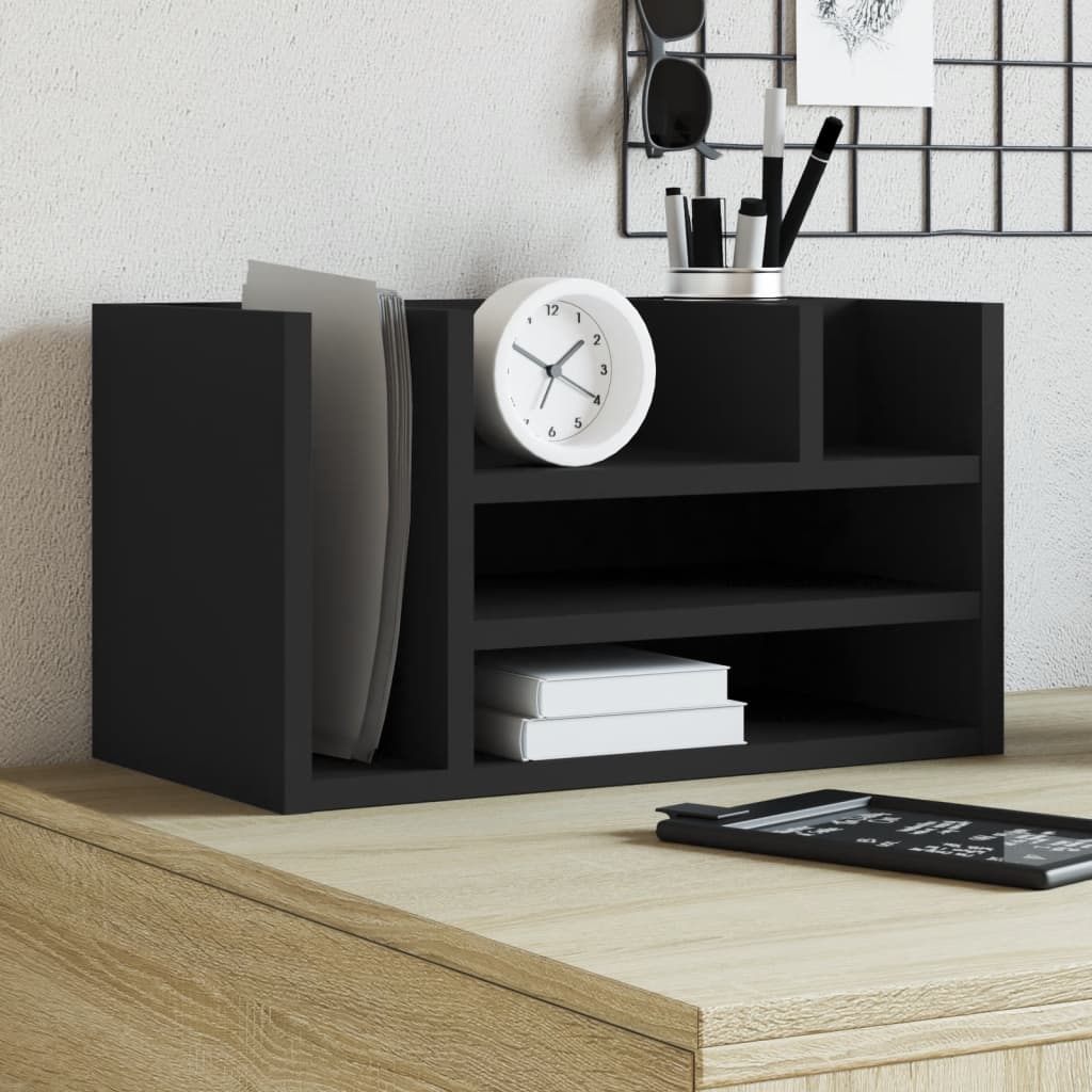 Desk Organiser Black 44.5x24x25 cm Engineered wood - Charlotte Dunes