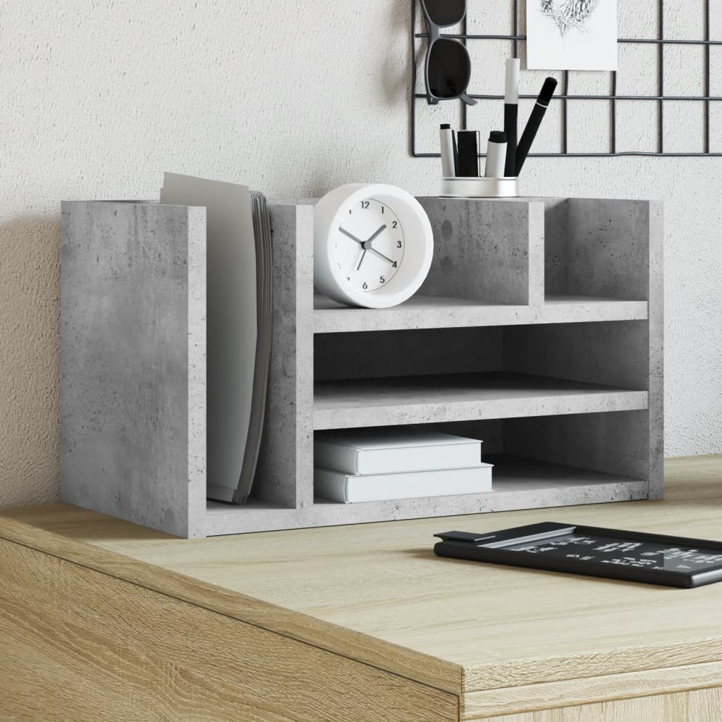 Desk Organiser Concrete Grey 44.5x24x25 cm Engineered wood - Charlotte Dunes