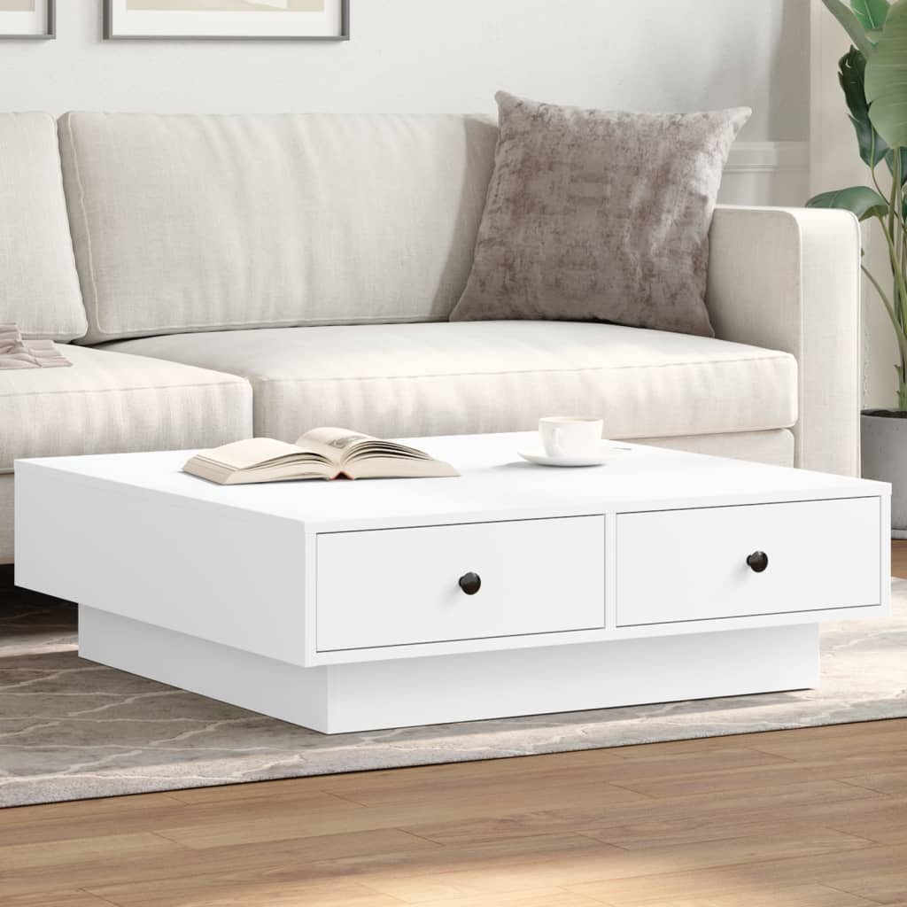 Coffee Table White 90x90x28 cm Engineered Wood - Design Hut