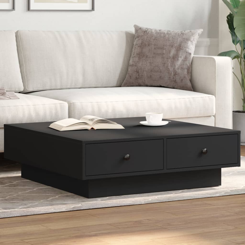 Coffee Table Black 90x90x28 cm Engineered Wood - Design Hut