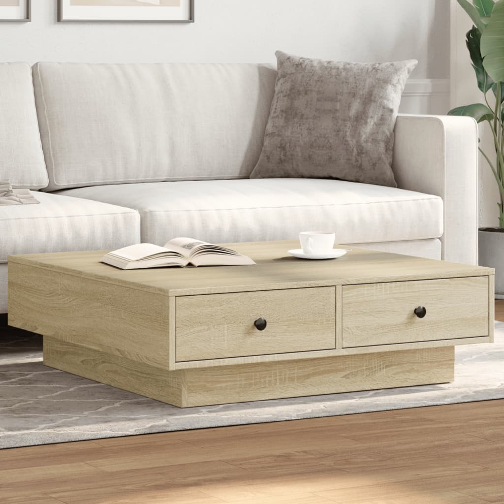 Coffee Table Sonoma Oak 90x90x28 cm Engineered Wood - Design Hut