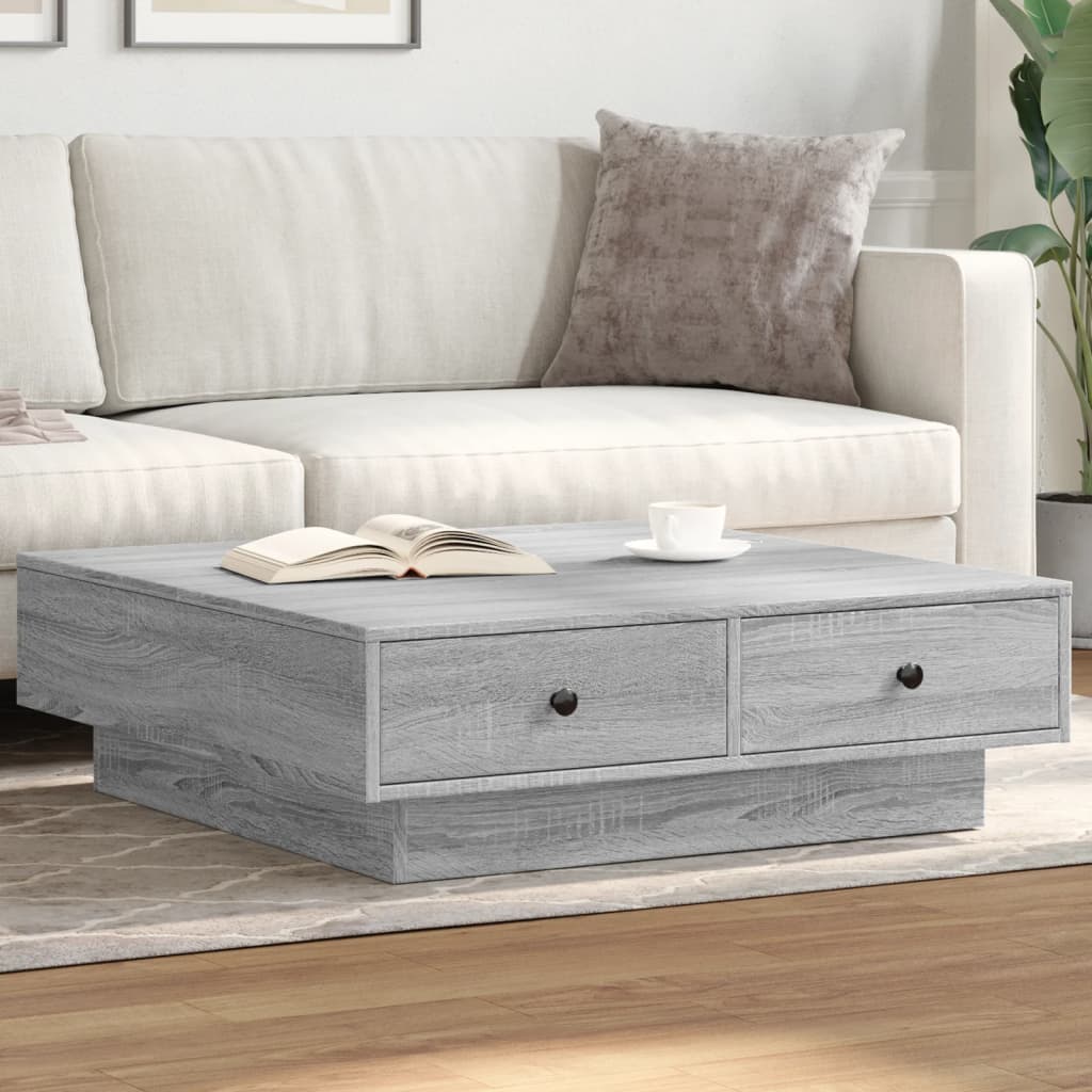 Coffee Table Grey Sonoma 90x90x28 cm Engineered Wood - Design Hut