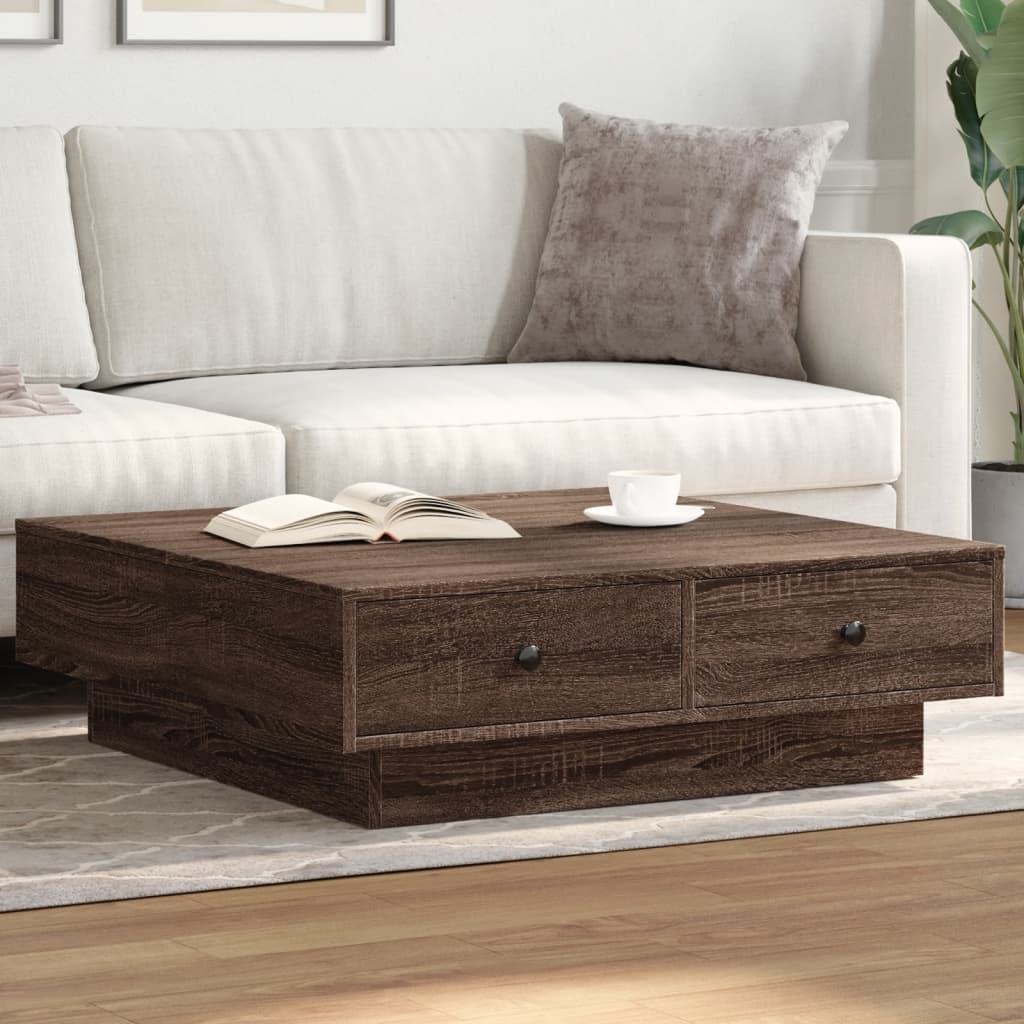 Coffee Table Brown oak 90x90x28 cm Engineered Wood - Design Hut