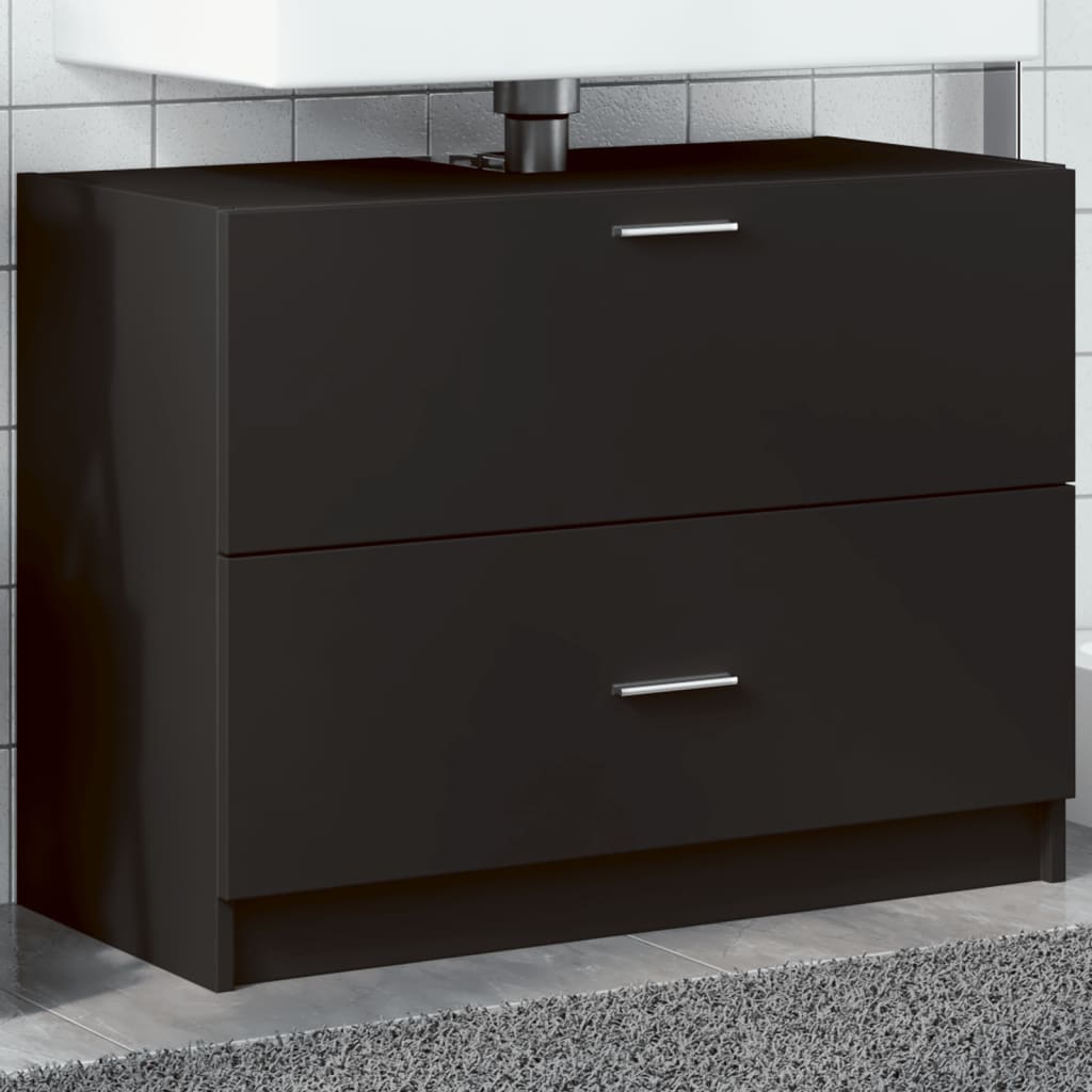 Sink Cabinet Black 78x37x59 cm Engineered Wood - Discount Dealers