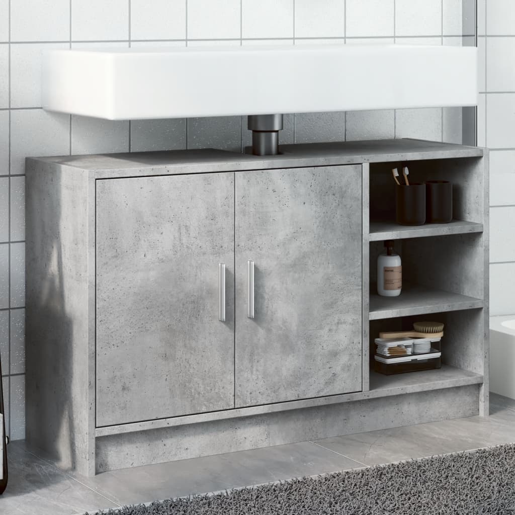 Sink Cabinet Concrete Grey 90x29x55 cm Engineered Wood - Discount Dealers