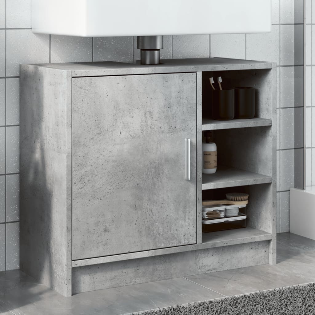 Sink Cabinet Concrete Grey 63x29x55 cm Engineered Wood - vid-848132 - Discount Dealers