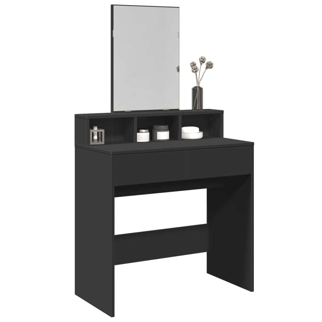 Dressing Table with Mirror Black 80x41x144.5 cm - Charlotte Dunes
