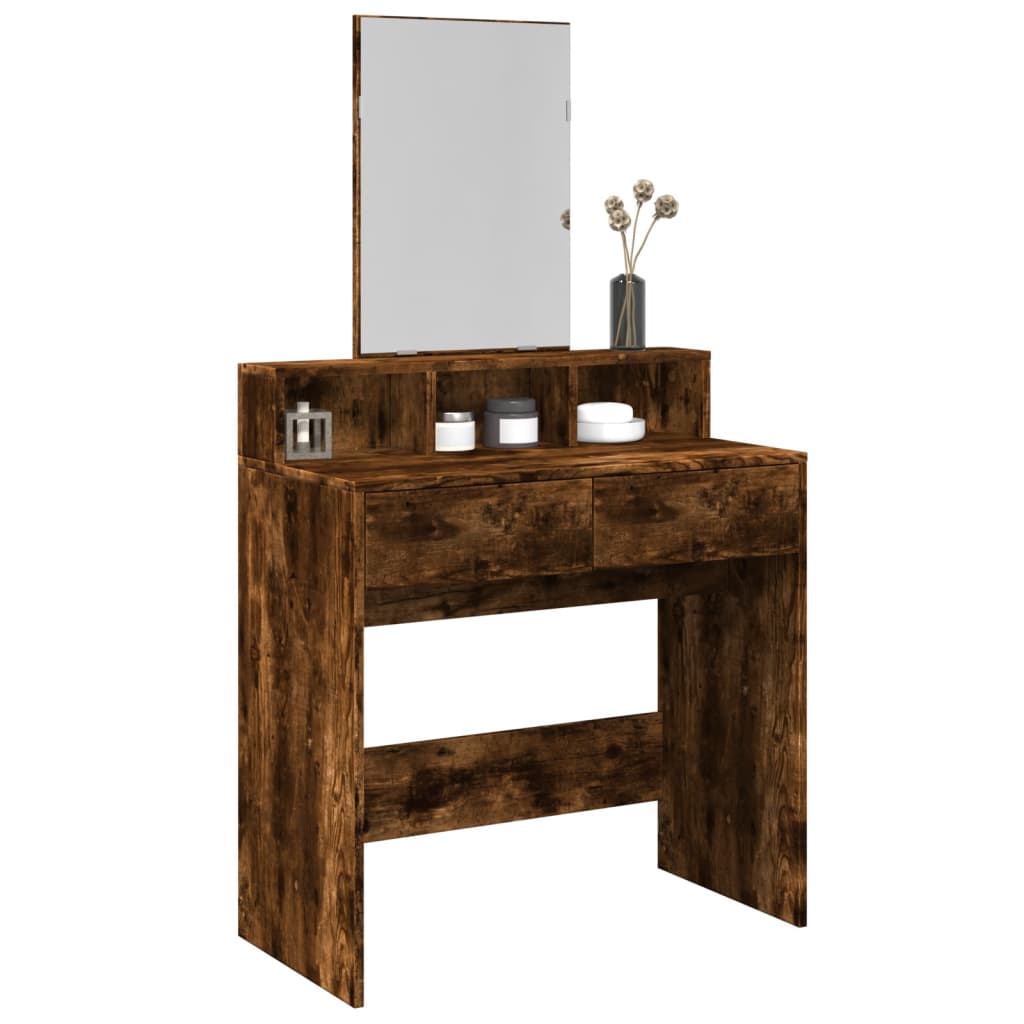 Dressing Table with Mirror Smoked Oak 80x41x144.5 cm - Charlotte Dunes
