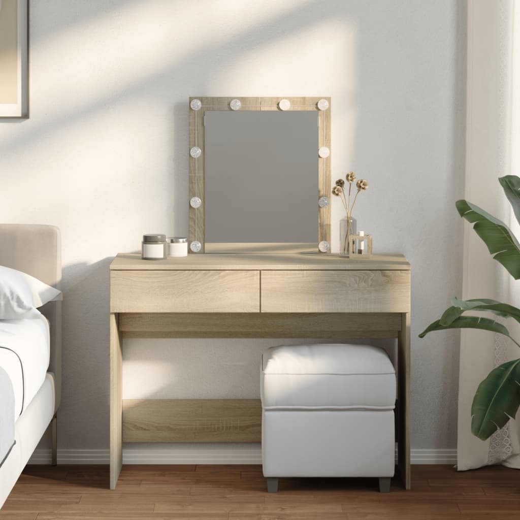 Dressing Table with LED Sonoma Oak 100x40x130 cm - Charlotte Dunes