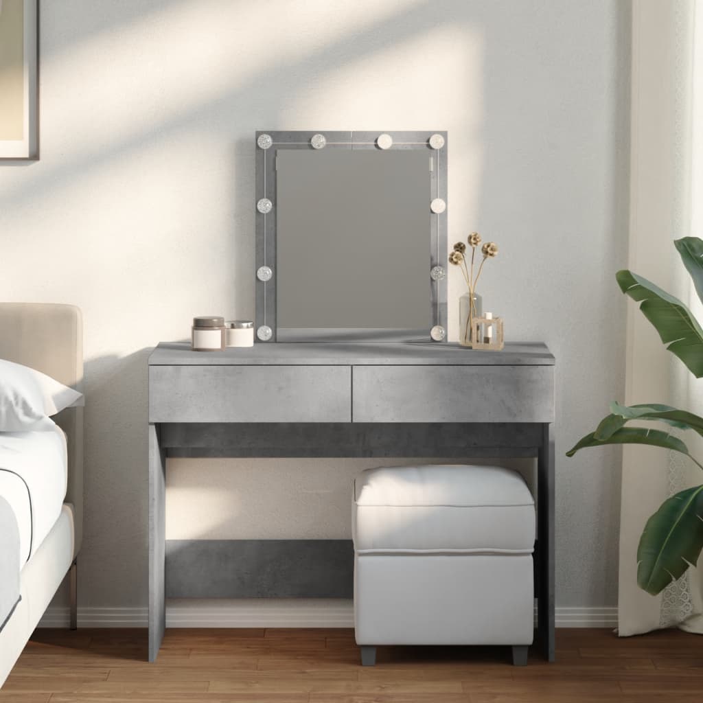 Dressing Table with LED Concrete Grey 100x40x130 cm - Charlotte Dunes