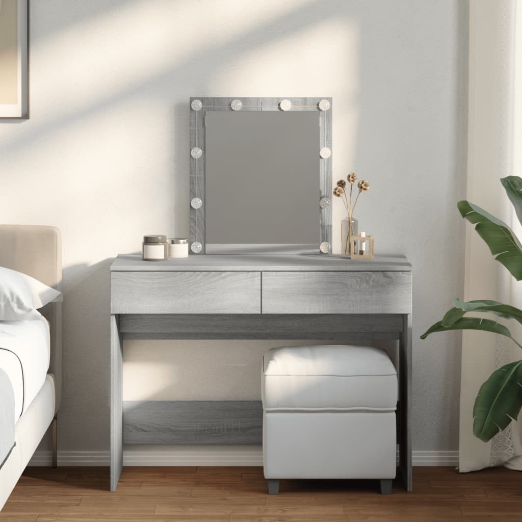 Dressing Table with LED Grey Sonoma 100x40x130 cm - Charlotte Dunes