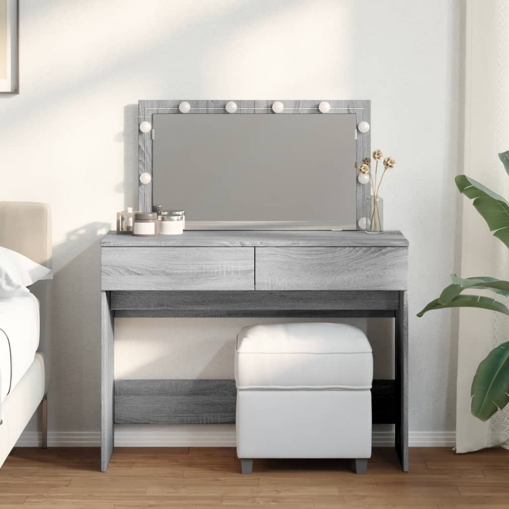 Dressing Table with LED Grey Sonoma 100x40x120 cm - Sid & Sam