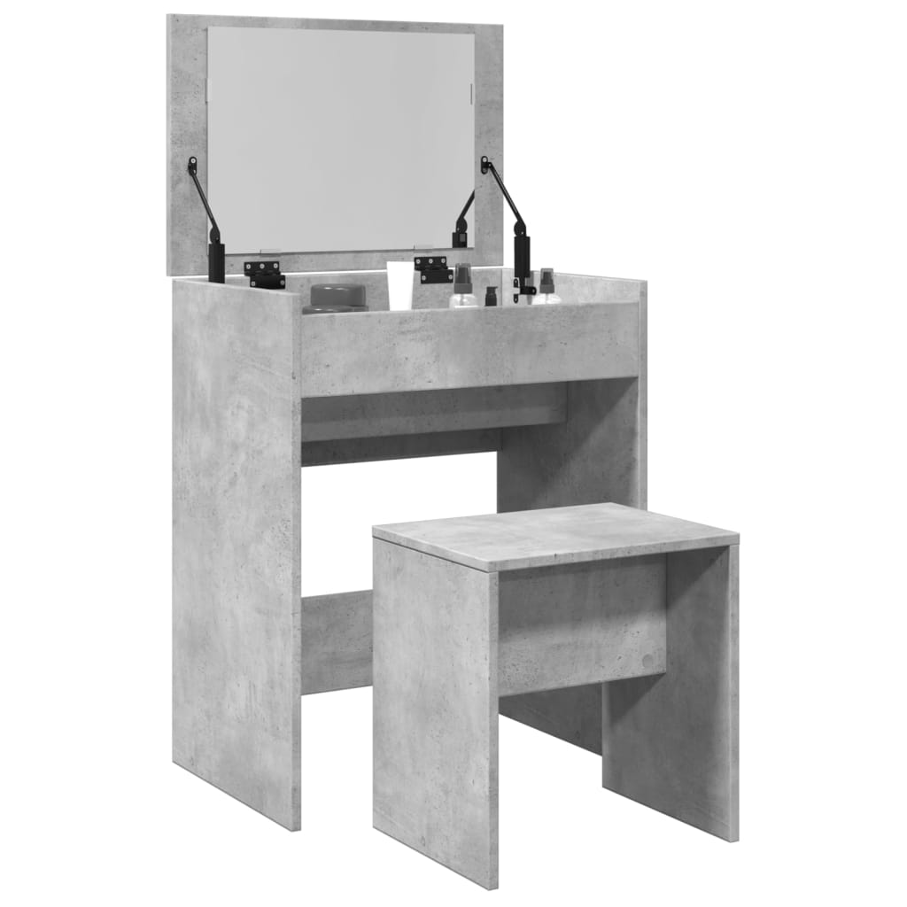 Dressing Table and Stool Concrete Grey 60x40x113.5 cm - Decor Base